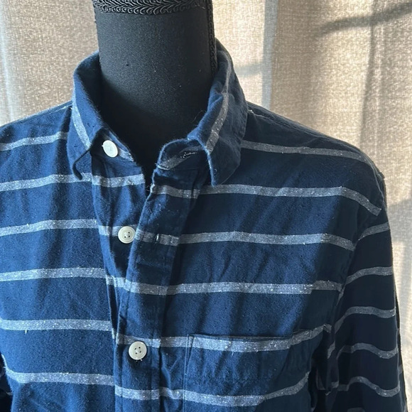 Blue and White Striped Abercrombie & Fitch Button Up - Picture 2 of 4